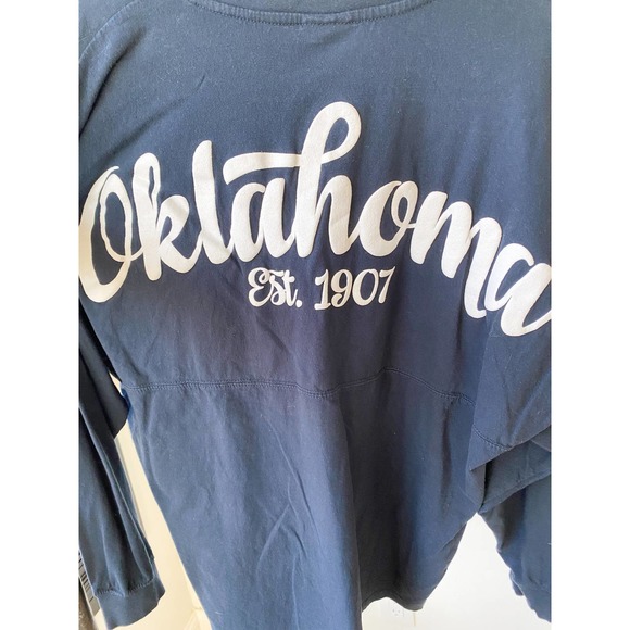 ROYCE BRAND OKLAHOMA Women's Navy Blue/White Long Sleeve Crew Neck Tee size L - Picture 4 of 7